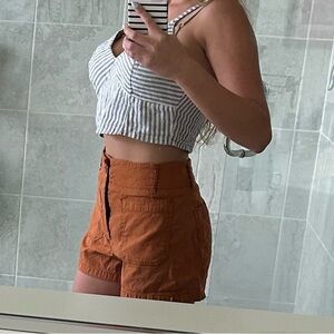 Orange Anthropologie Linen Shorts